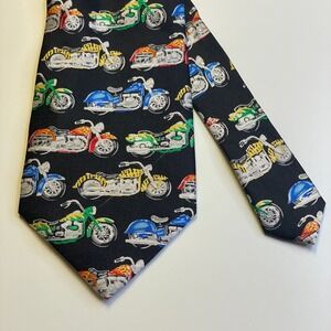 Vintage‎ Retro Motorcycle Necktie Mens Silk Biker Chic Edgy Urban 59.5" x 4"